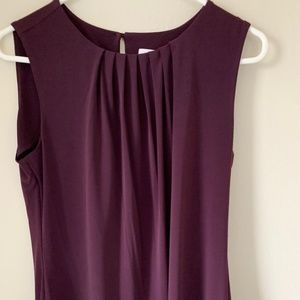 Calvin Klein Pleat Jewel Neck Sleeveless Knit Jersey Cami